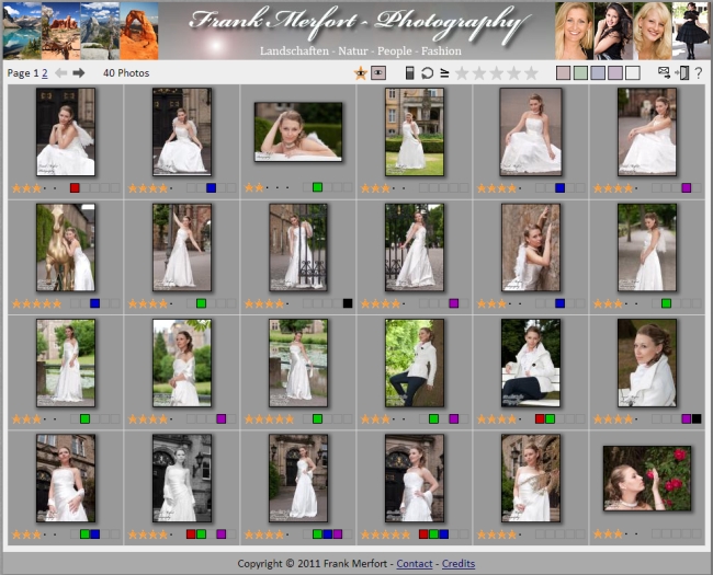 Thumbnails overview with the filter possibilities