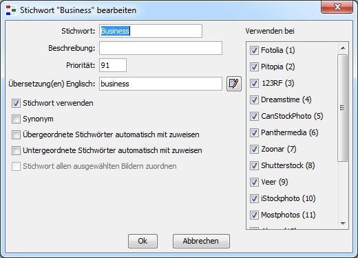 Stichwort bearbeiten