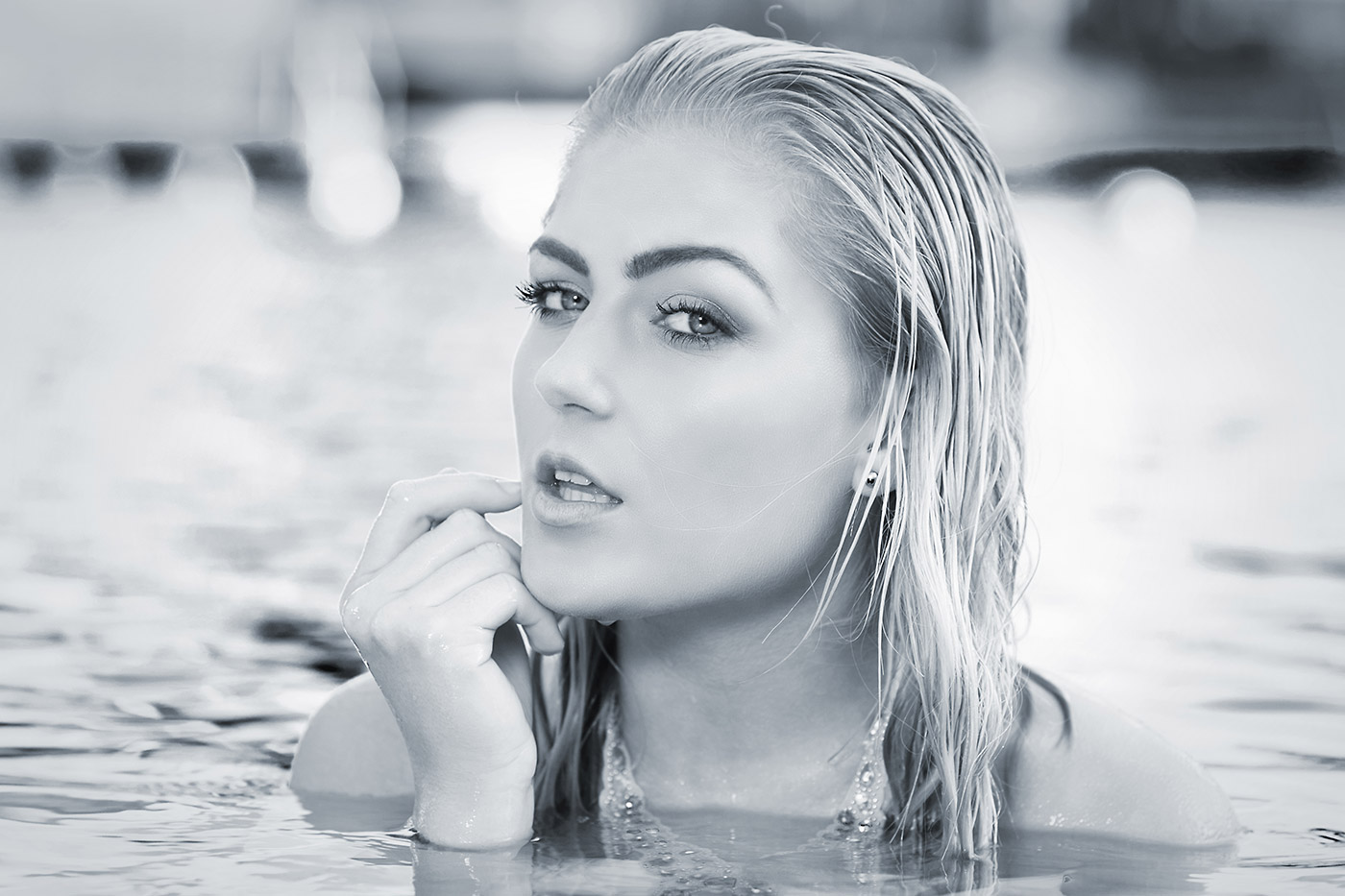 Image of a beautiful young woman in the water